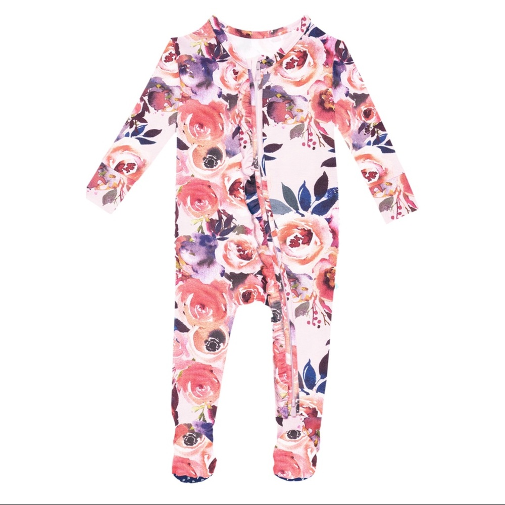 Posh Peanut Sold Out Dusk Rose Footie Ruffled Pajama